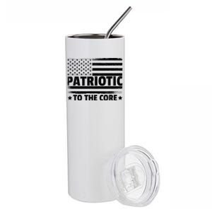 Patriotic To The Core American Flag Patriotism 4th Of July Stainless Steel Tumbler