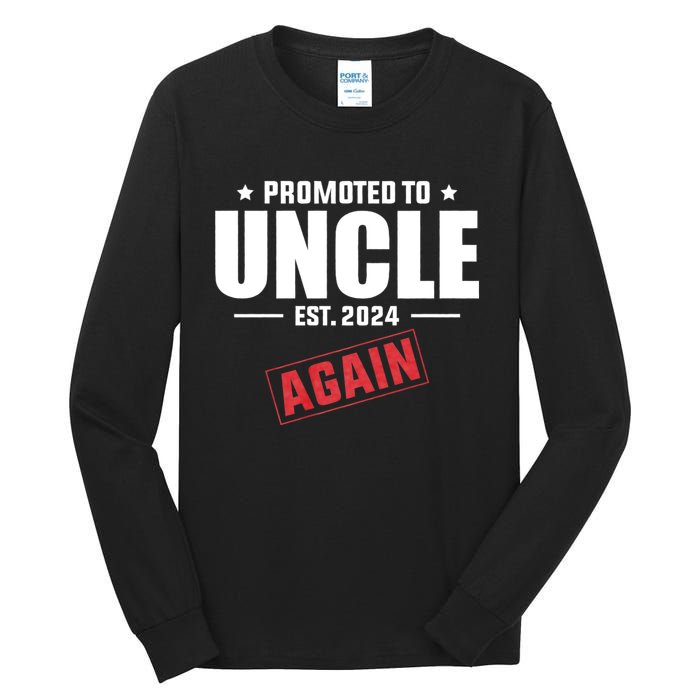 Promoted To Uncle Est 2024 Again Baby Announcement Tall Long Sleeve T-Shirt