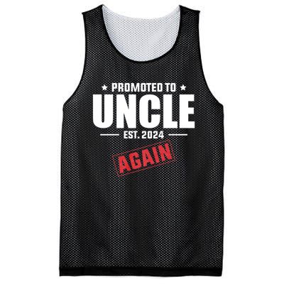 Promoted To Uncle Est 2024 Again Baby Announcement Mesh Reversible Basketball Jersey Tank