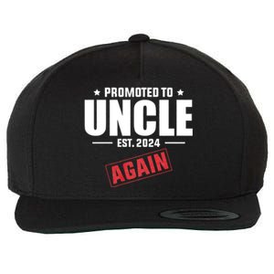 Promoted To Uncle Est 2024 Again Baby Announcement Wool Snapback Cap