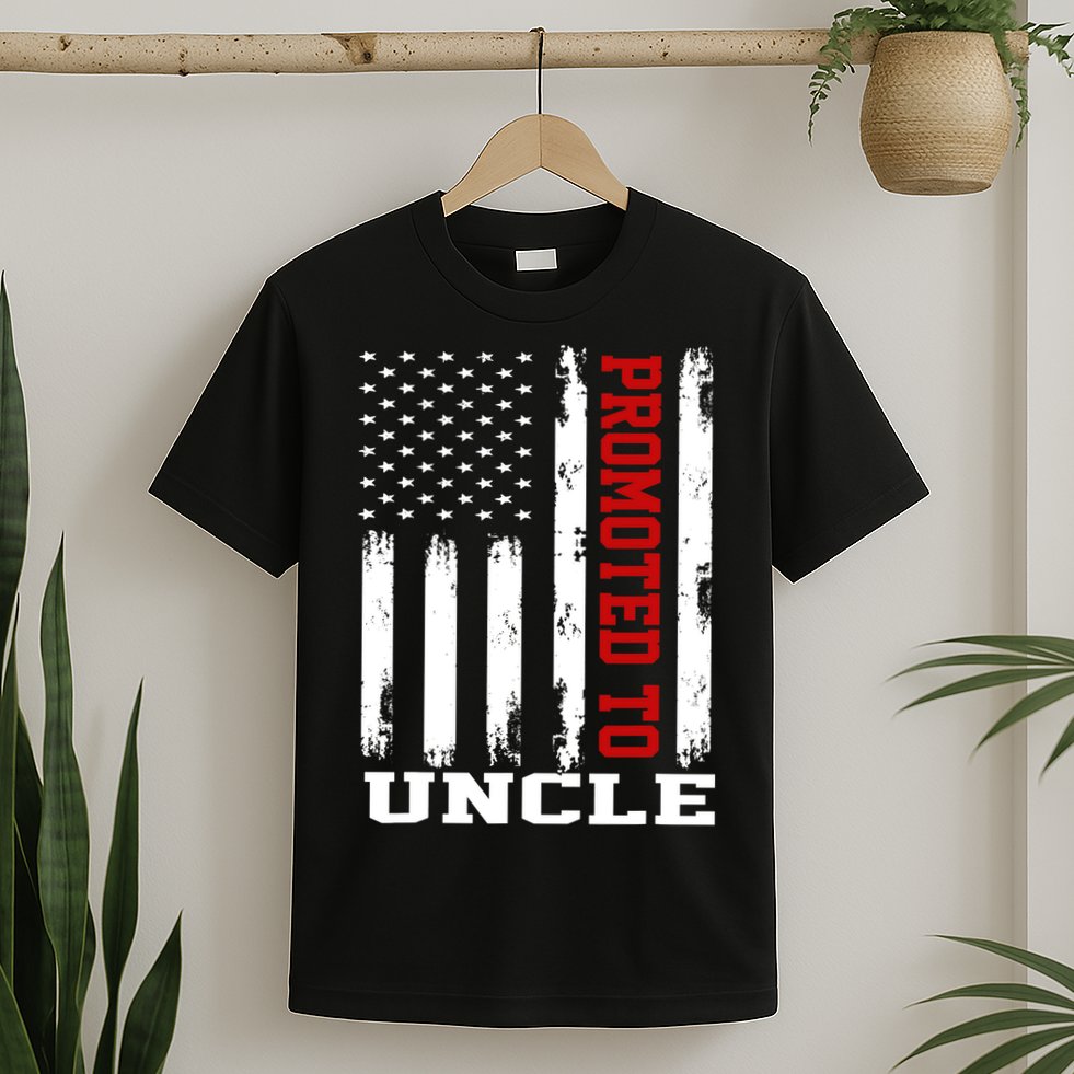 Promoted To Uncle Vintage Flag Soon To Be Uncle Fathers Day T-Shirt