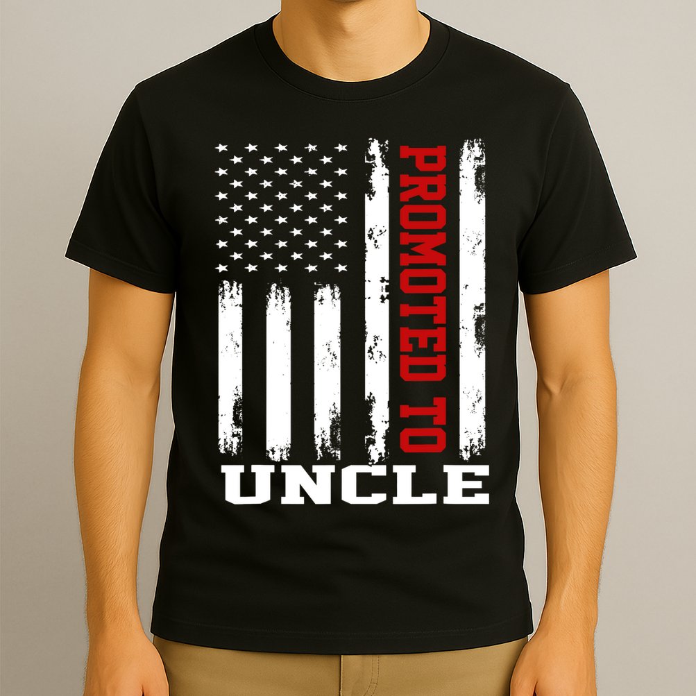 Promoted To Uncle Vintage Flag Soon To Be Uncle Fathers Day T-Shirt