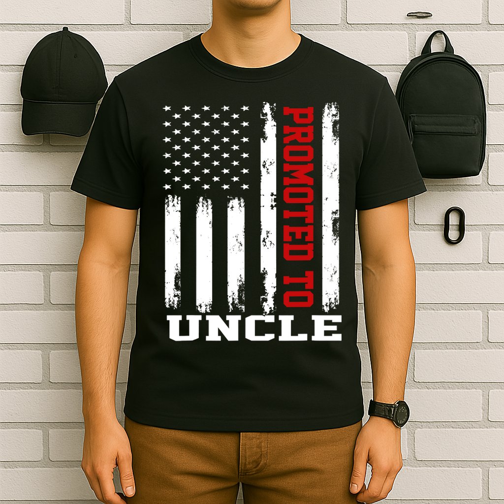 Promoted To Uncle Vintage Flag Soon To Be Uncle Fathers Day T-Shirt