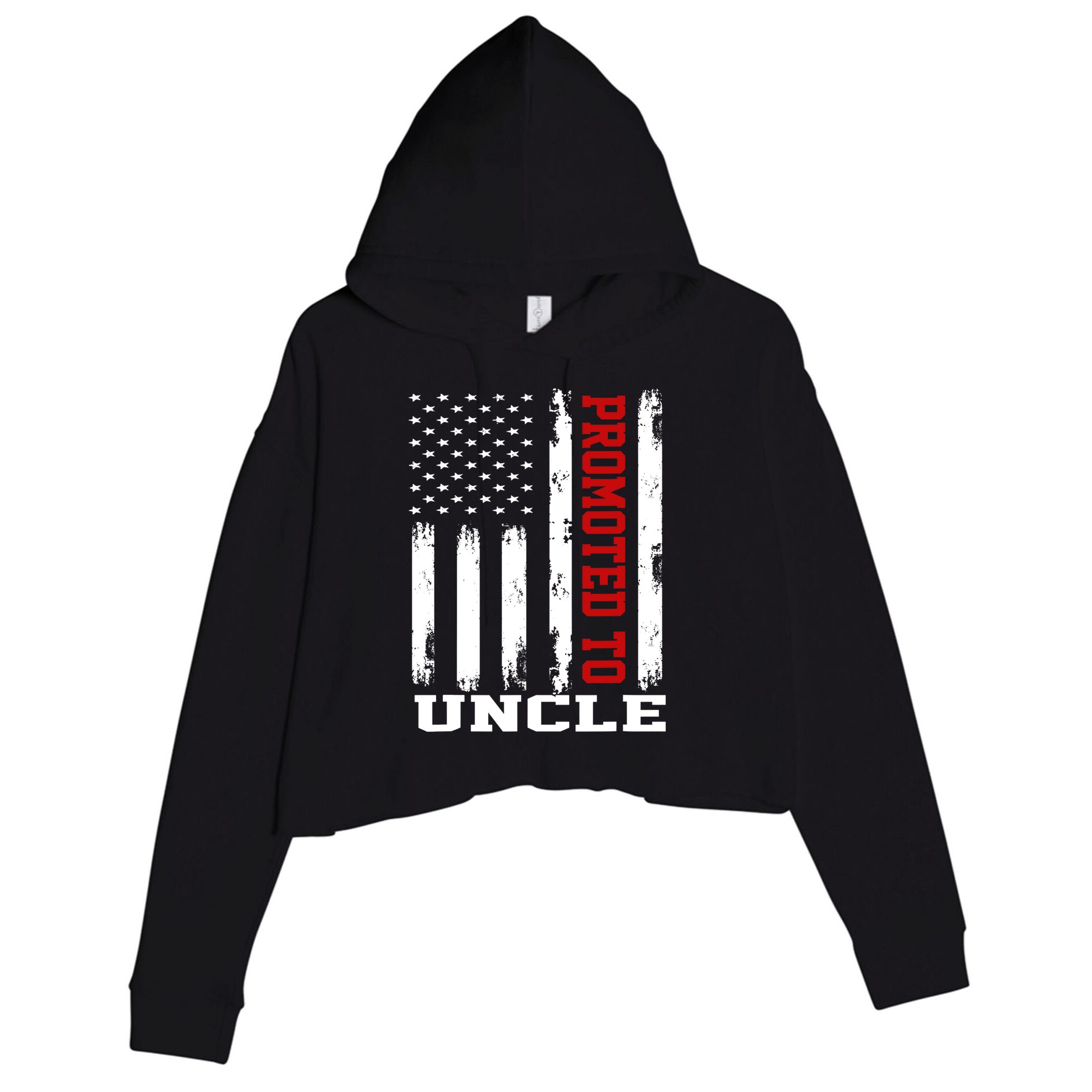 Promoted To Uncle Vintage Flag Soon To Be Uncle Fathers Day Crop Fleece Hoodie