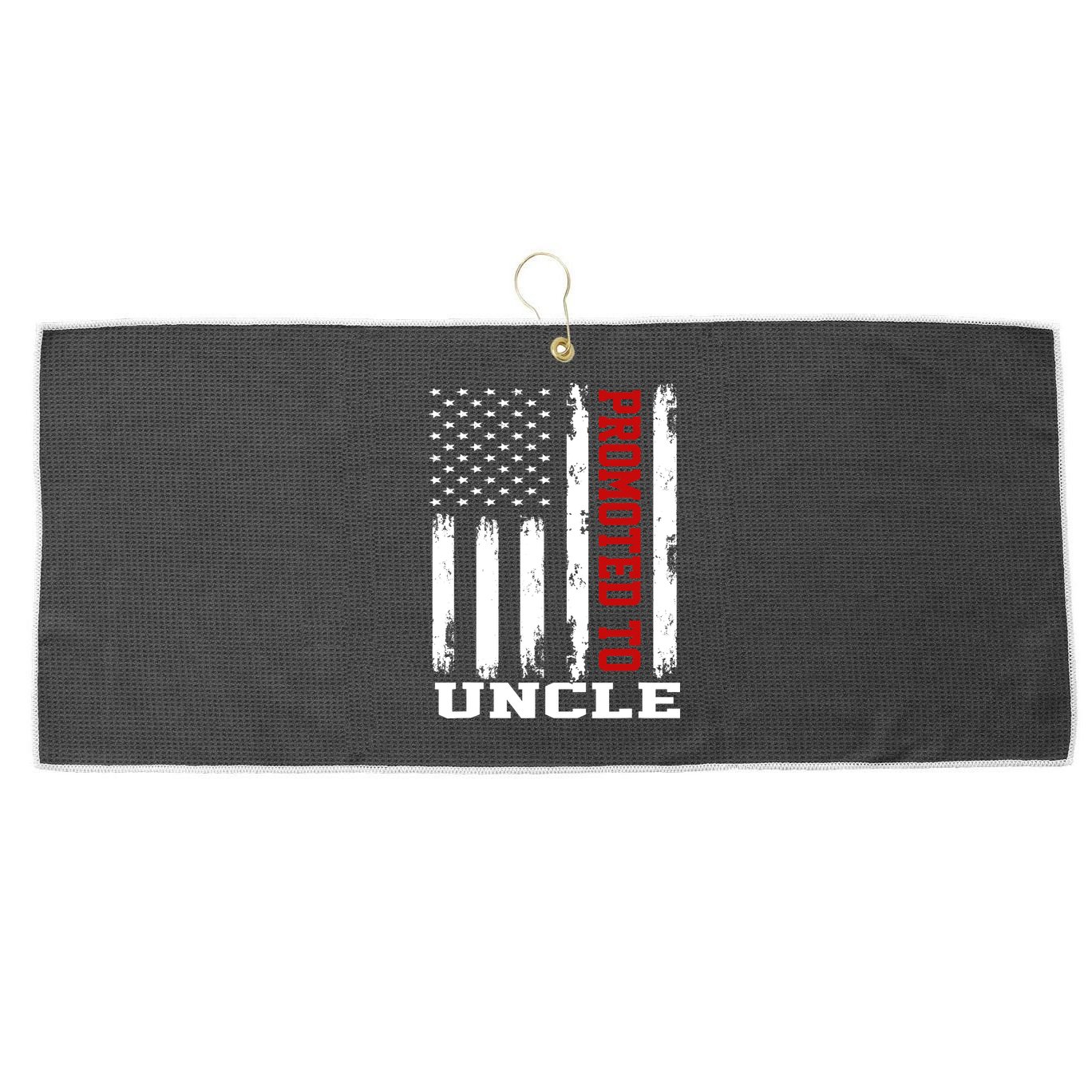 Promoted To Uncle Vintage Flag Soon To Be Uncle Fathers Day Large Microfiber Waffle Golf Towel