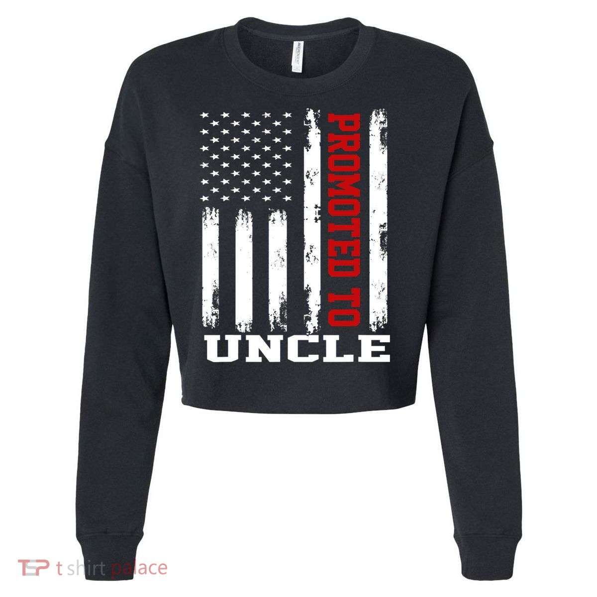 Promoted To Uncle Vintage Flag Soon To Be Uncle Fathers Day Cropped Pullover Crew