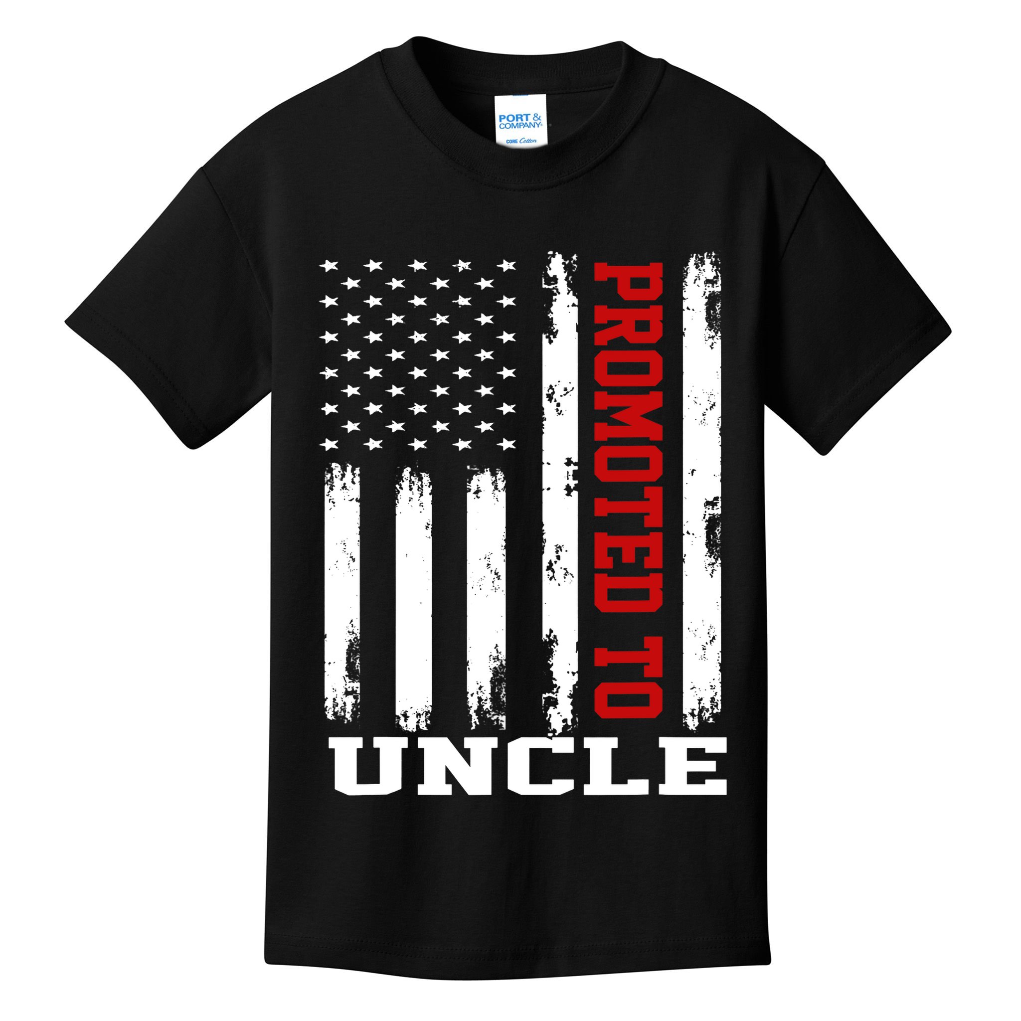 Promoted To Uncle Vintage Flag Soon To Be Uncle Fathers Day Kids T-Shirt