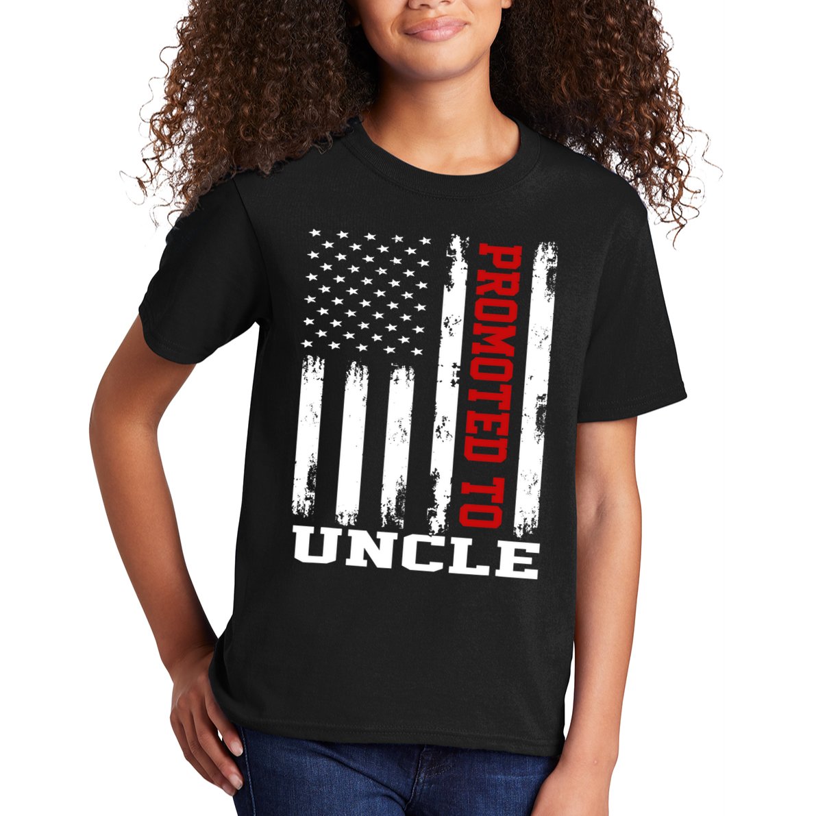 Promoted To Uncle Vintage Flag Soon To Be Uncle Fathers Day Kids T-Shirt