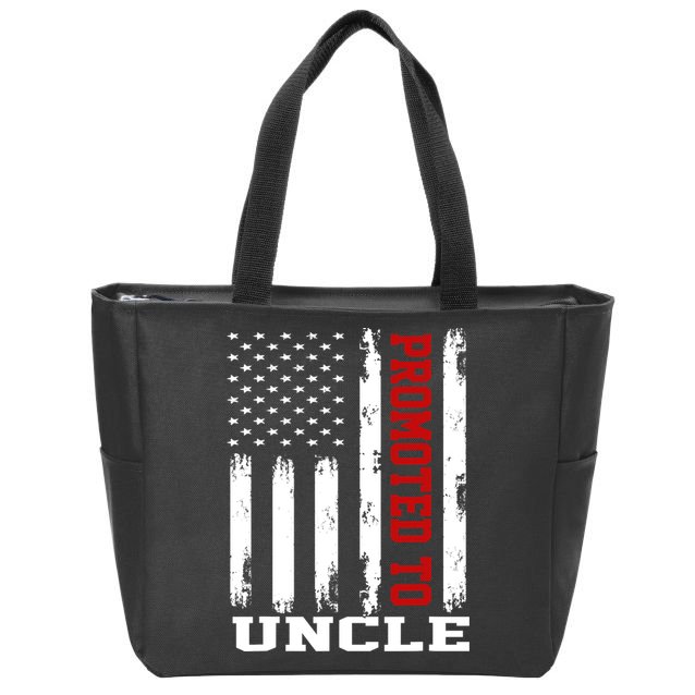 Promoted To Uncle Vintage Flag Soon To Be Uncle Fathers Day Zip Tote Bag