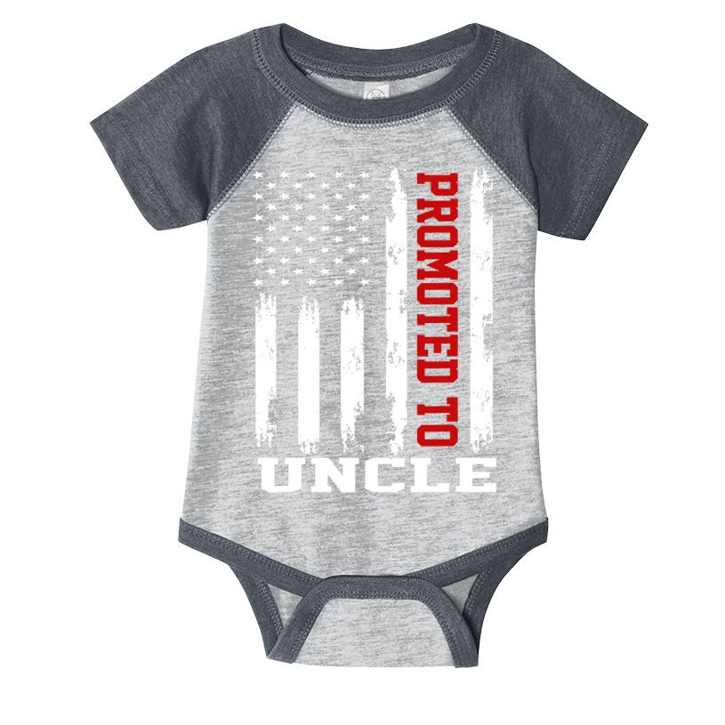 Promoted To Uncle Vintage Flag Soon To Be Uncle Fathers Day Infant Baby Jersey Bodysuit