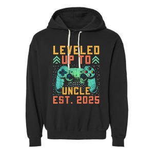 Promoted To Uncle 2025 Leveled Up To Uncle Est 2025 Gaming Garment-Dyed Fleece Hoodie