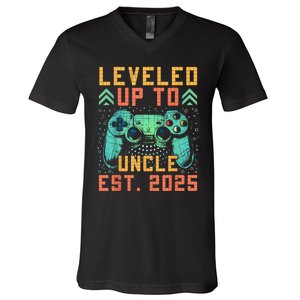 Promoted To Uncle 2025 Leveled Up To Uncle Est 2025 Gaming V-Neck T-Shirt