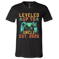 Promoted To Uncle 2025 Leveled Up To Uncle Est 2025 Gaming V-Neck T-Shirt