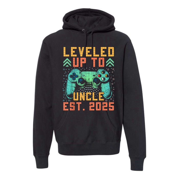 Promoted To Uncle 2025 Leveled Up To Uncle Est 2025 Gaming Premium Hoodie