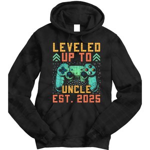 Promoted To Uncle 2025 Leveled Up To Uncle Est 2025 Gaming Tie Dye Hoodie