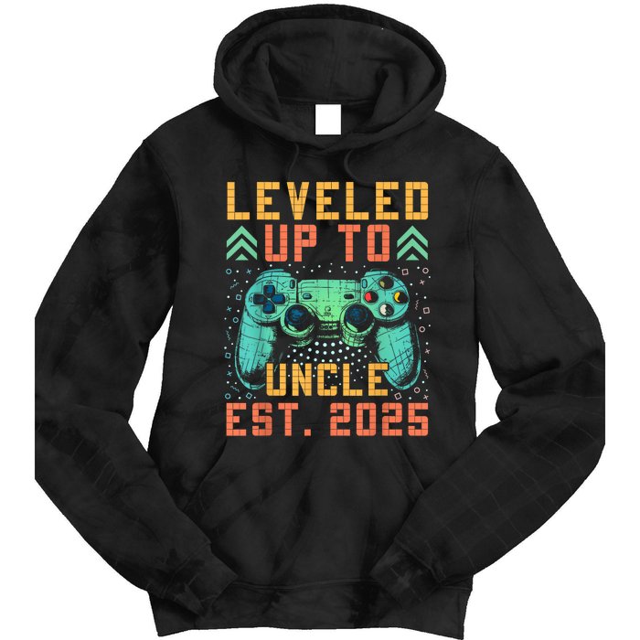 Promoted To Uncle 2025 Leveled Up To Uncle Est 2025 Gaming Tie Dye Hoodie