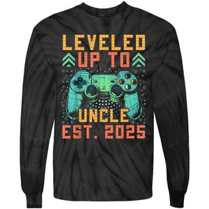 Promoted To Uncle 2025 Leveled Up To Uncle Est 2025 Gaming Tie-Dye Long Sleeve Shirt