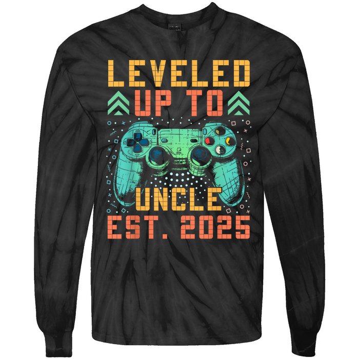 Promoted To Uncle 2025 Leveled Up To Uncle Est 2025 Gaming Tie-Dye Long Sleeve Shirt