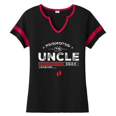 Promoted To Uncle Est 2024 Loading Soon To Be Dad Uncle Ladies Halftime Notch Neck Tee