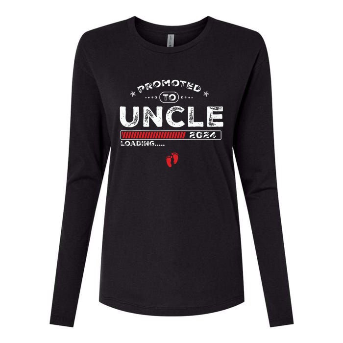 Promoted To Uncle Est 2024 Loading Soon To Be Dad Uncle Womens Cotton Relaxed Long Sleeve T-Shirt