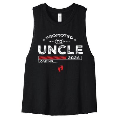 Promoted To Uncle Est 2024 Loading Soon To Be Dad Uncle Women's Racerback Cropped Tank