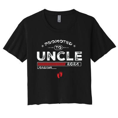 Promoted To Uncle Est 2024 Loading Soon To Be Dad Uncle Women's Crop Top Tee