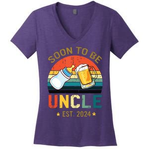 Promoted To Uncle Est 2024 Pregnancy Soon To Be Uncle Women's V-Neck T-Shirt