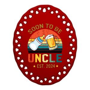 Promoted To Uncle Est 2024 Pregnancy Soon To Be Uncle Ceramic Oval Ornament