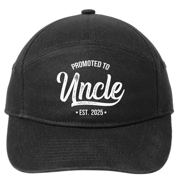 Promoted To Uncle 2025 New Uncle Announcement Uncle Est 2025 7-Panel Snapback Hat