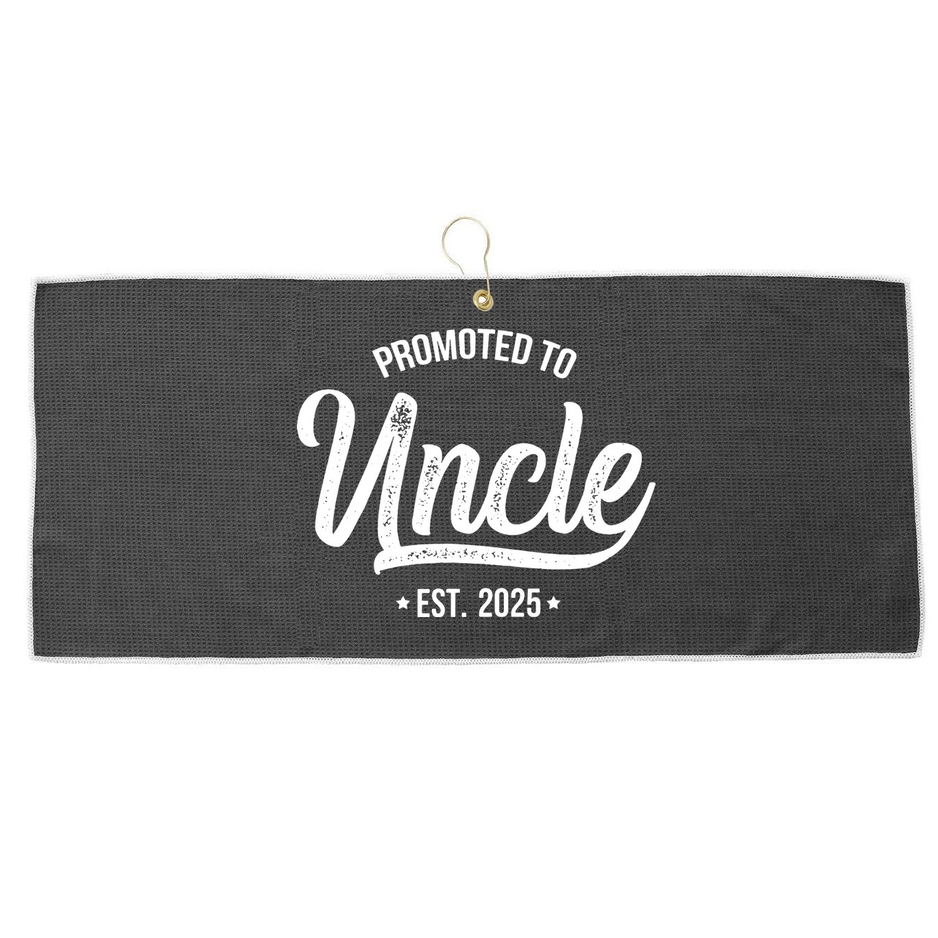 Promoted To Uncle 2025 New Uncle Announcement Uncle Est 2025 Large Microfiber Waffle Golf Towel