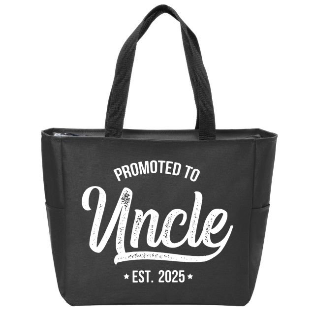 Promoted To Uncle 2025 New Uncle Announcement Uncle Est 2025 Zip Tote Bag