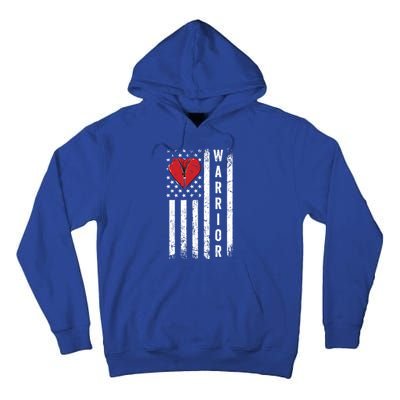 Patriotic Transplant Us Flag Open Heart Surgery Warrior Gift Tall Hoodie