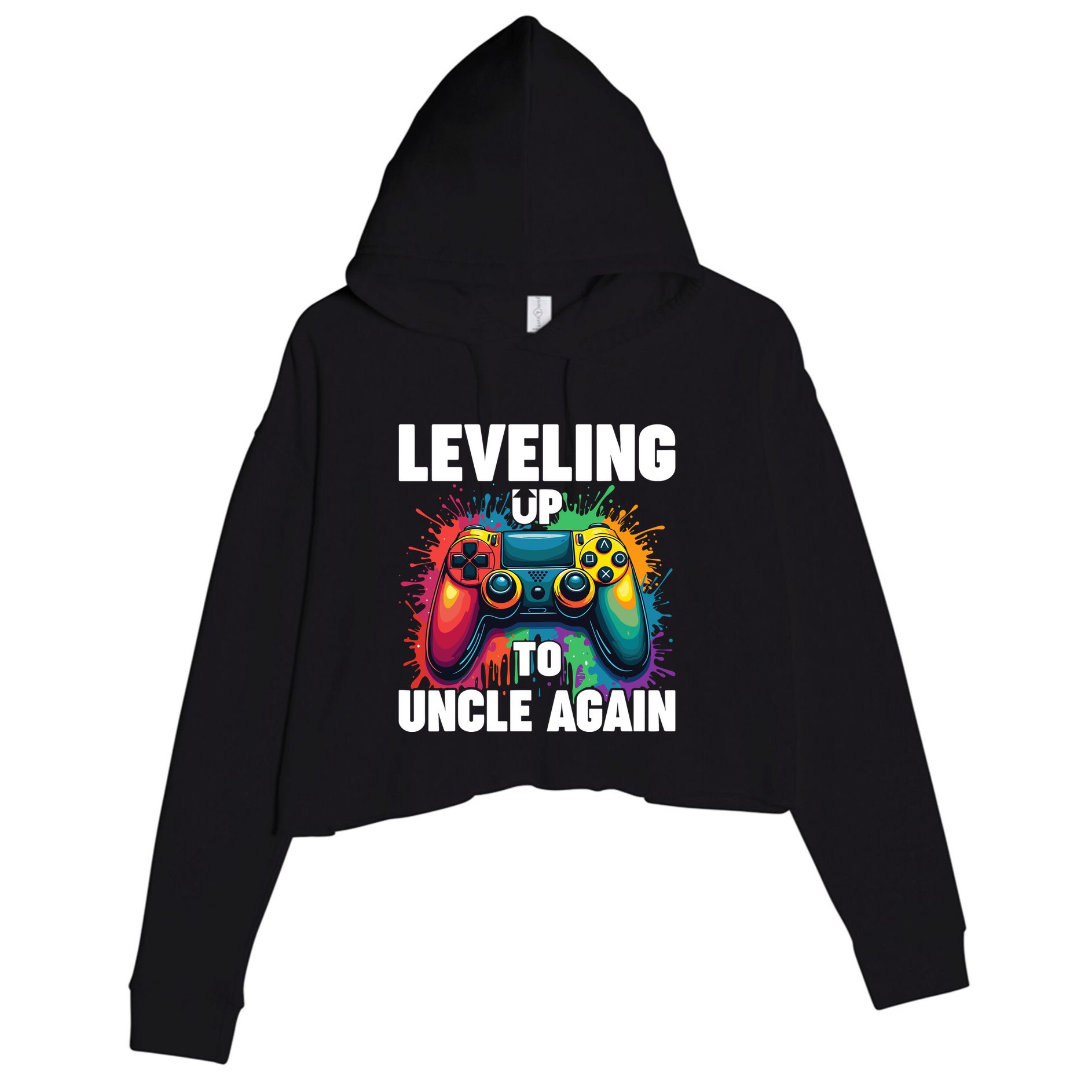 Promoted To Uncle Gender Reveal Leveling Up To Uncle Again Crop Fleece Hoodie