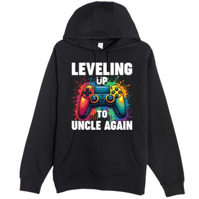 Promoted To Uncle Gender Reveal Leveling Up To Uncle Again Premium Pullover Hoodie
