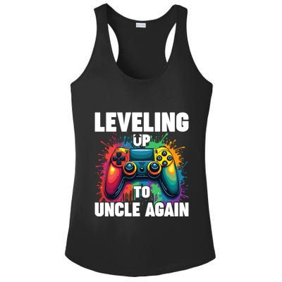Promoted To Uncle Gender Reveal Leveling Up To Uncle Again Ladies PosiCharge Competitor Racerback Tank