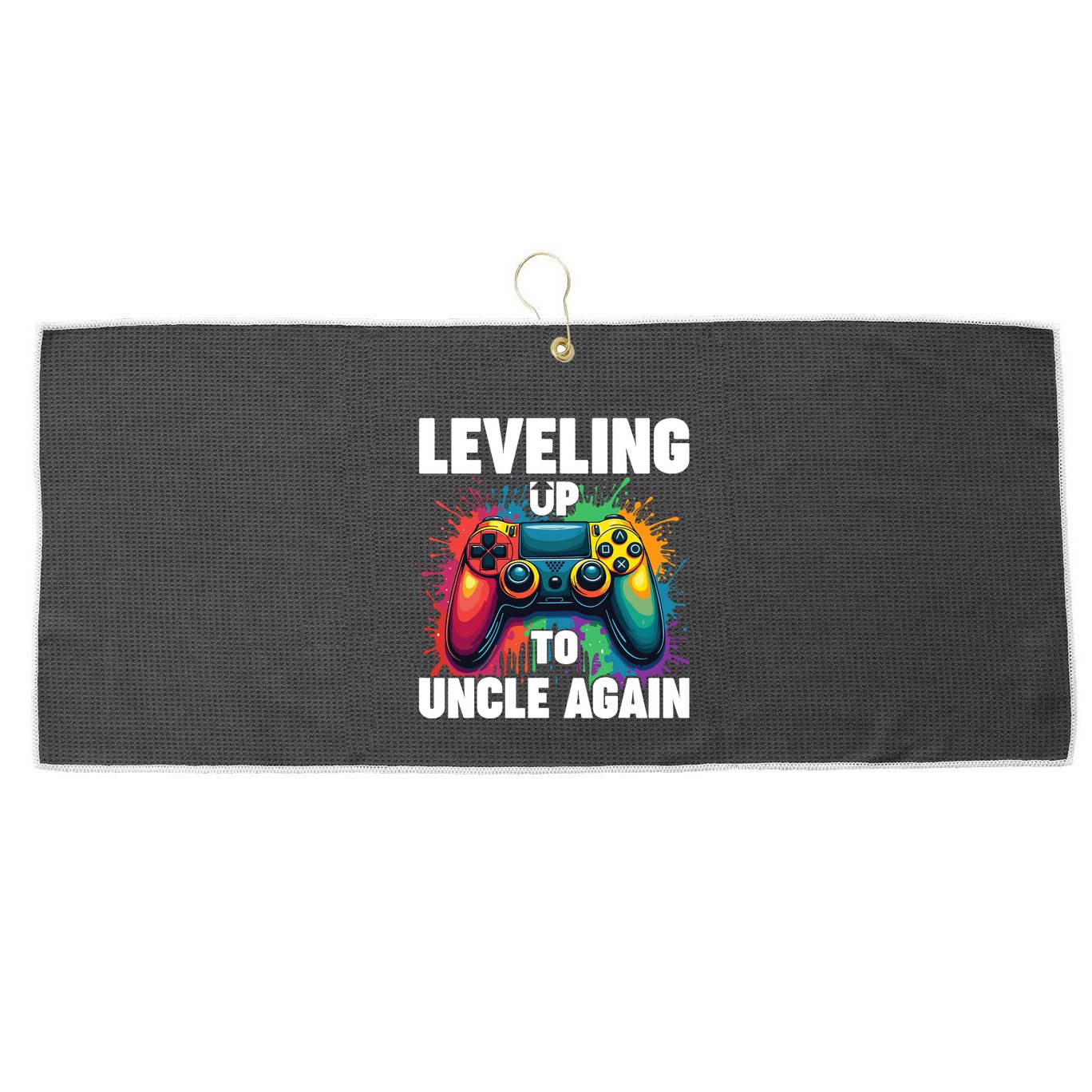 Promoted To Uncle Gender Reveal Leveling Up To Uncle Again Large Microfiber Waffle Golf Towel