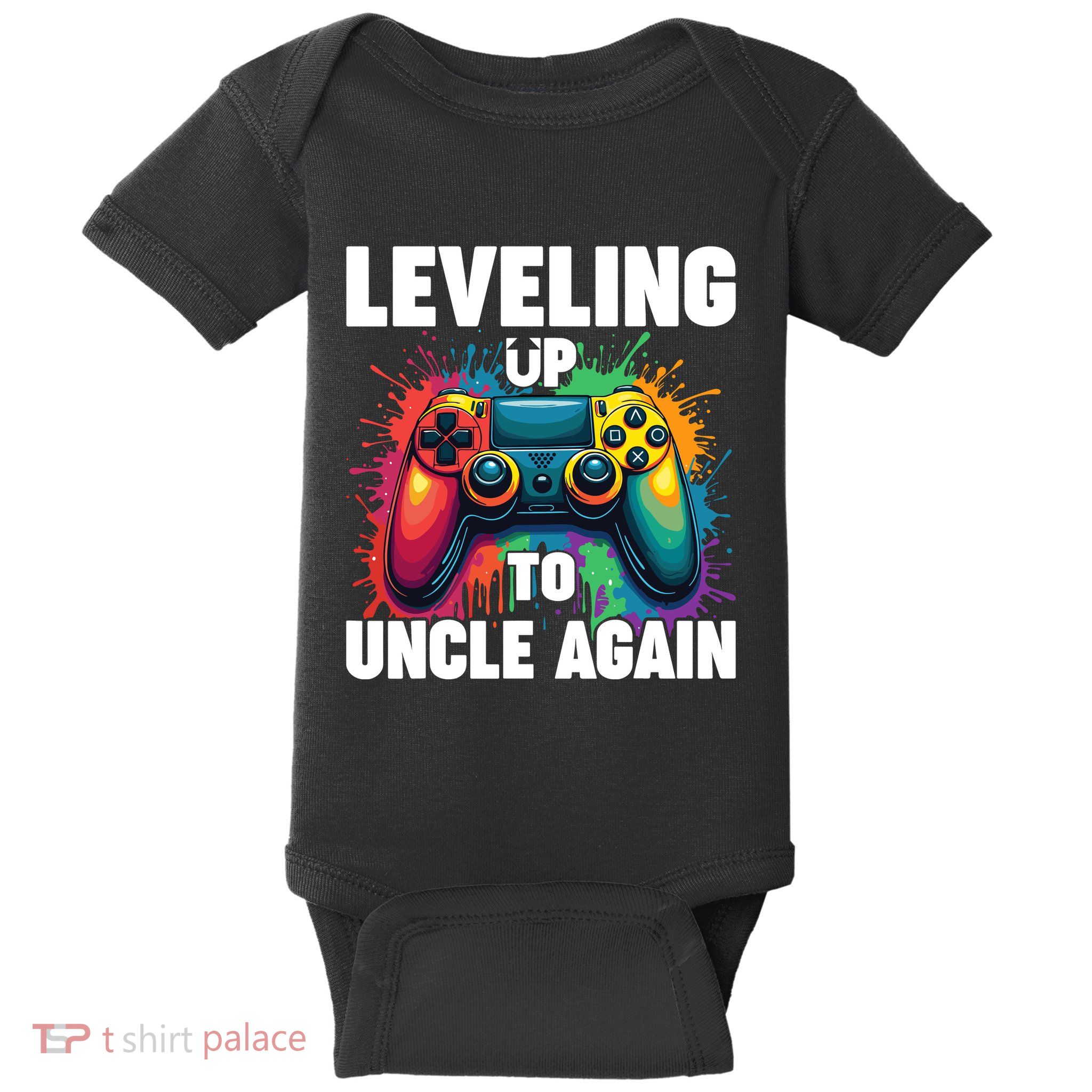 Promoted To Uncle Gender Reveal Leveling Up To Uncle Again Baby Bodysuit