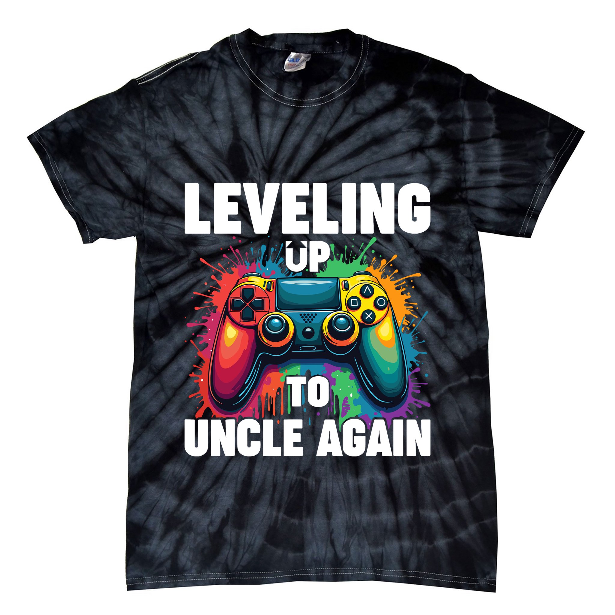 Promoted To Uncle Gender Reveal Leveling Up To Uncle Again Tie-Dye T-Shirt