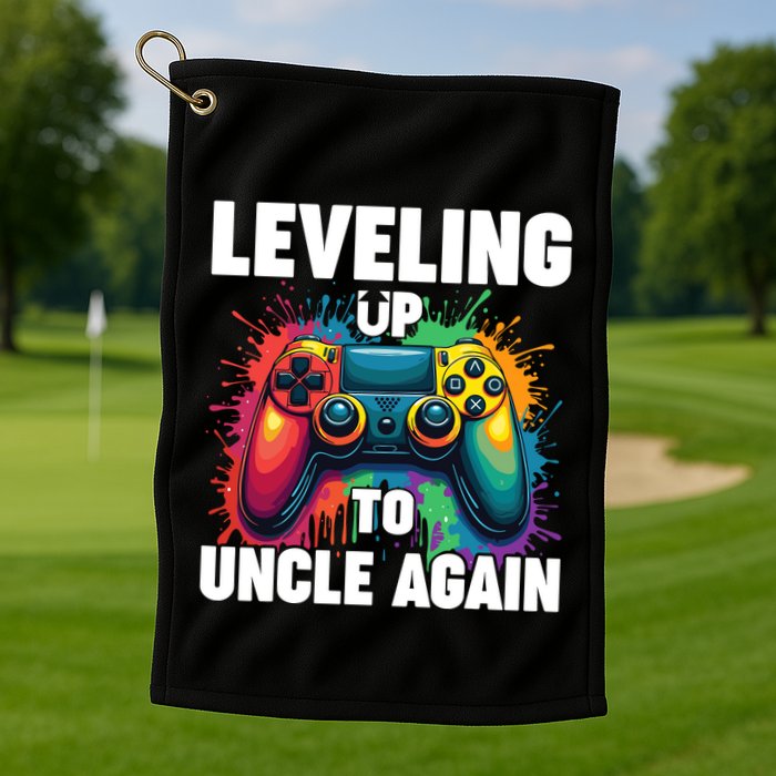 Promoted To Uncle Gender Reveal Leveling Up To Uncle Again Golf Towel