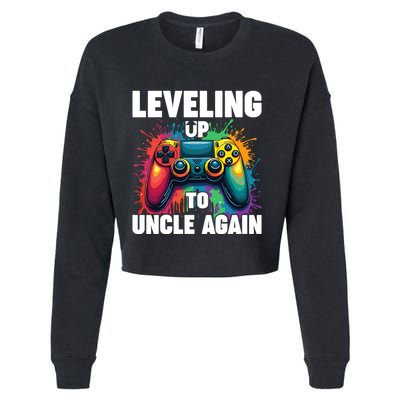 Promoted To Uncle Gender Reveal Leveling Up To Uncle Again Cropped Pullover Crew