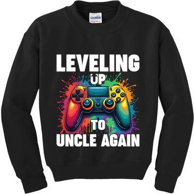 Promoted To Uncle Gender Reveal Leveling Up To Uncle Again Kids Sweatshirt
