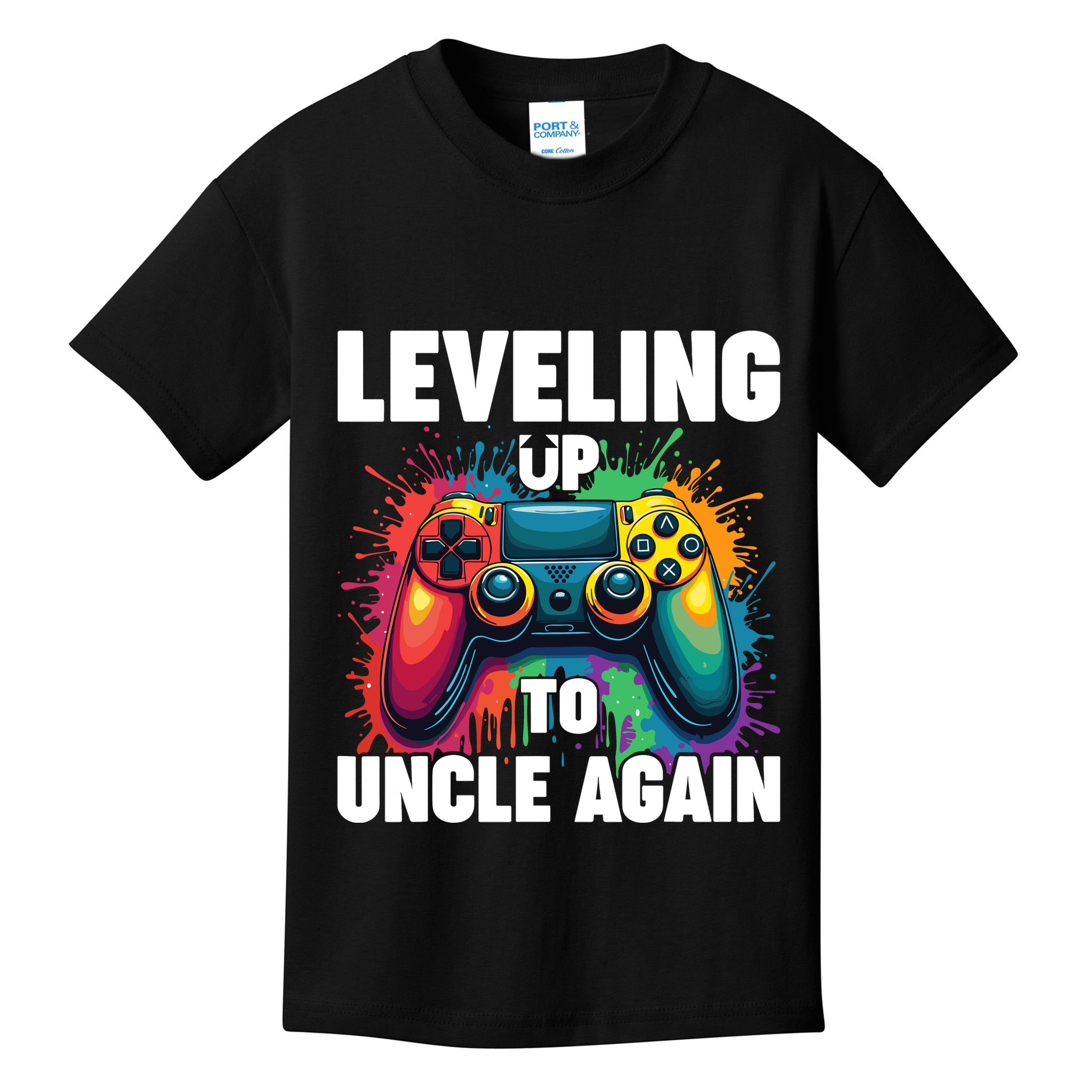 Promoted To Uncle Gender Reveal Leveling Up To Uncle Again Kids T-Shirt