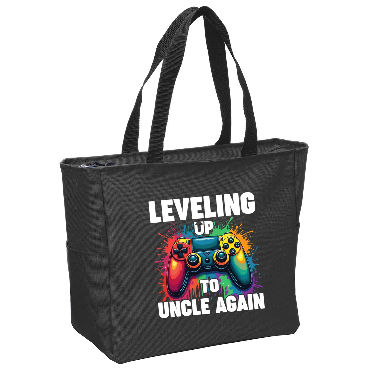 Promoted To Uncle Gender Reveal Leveling Up To Uncle Again Zip Tote Bag