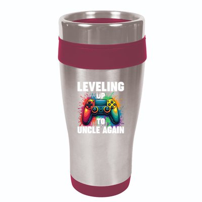 Promoted To Uncle Gender Reveal Leveling Up To Uncle Again 16oz Travel Tumbler