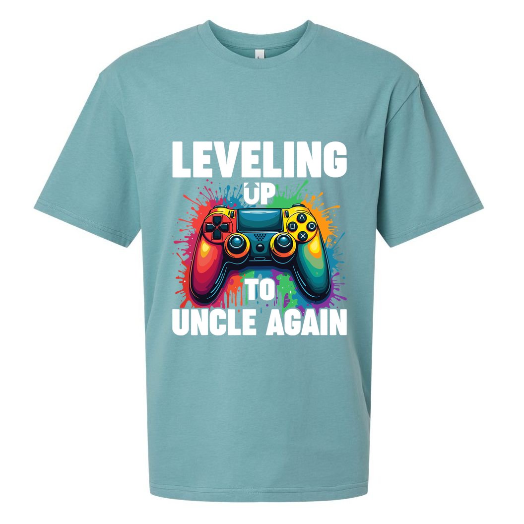 Promoted To Uncle Gender Reveal Leveling Up To Uncle Again Sueded Cloud Jersey T-Shirt