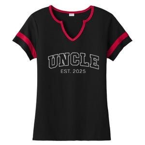 Promoted To Uncle Est 2025 Uncle To Be Gifts 1st Time Uncle Ladies Halftime Notch Neck Tee