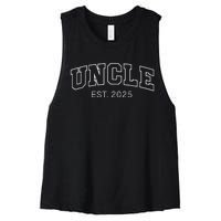 Promoted To Uncle Est 2025 Uncle To Be Gifts 1st Time Uncle Women's Racerback Cropped Tank