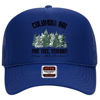 Pine Tree Vermont Always A White Christmas Tree Holiday High Crown Mesh Back Trucker Hat