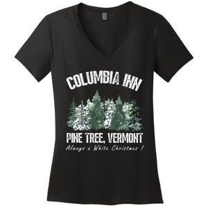 Pine Tree Vermont Always A White Christmas Tree Holiday Women's V-Neck T-Shirt