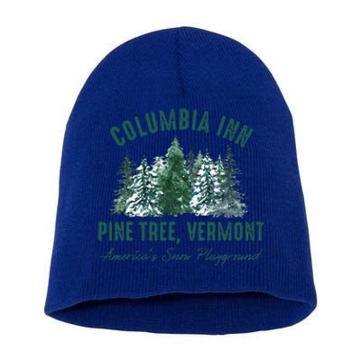 Pine Tree Vermont Always A White Christmas Tree Holiday  Short Acrylic Beanie